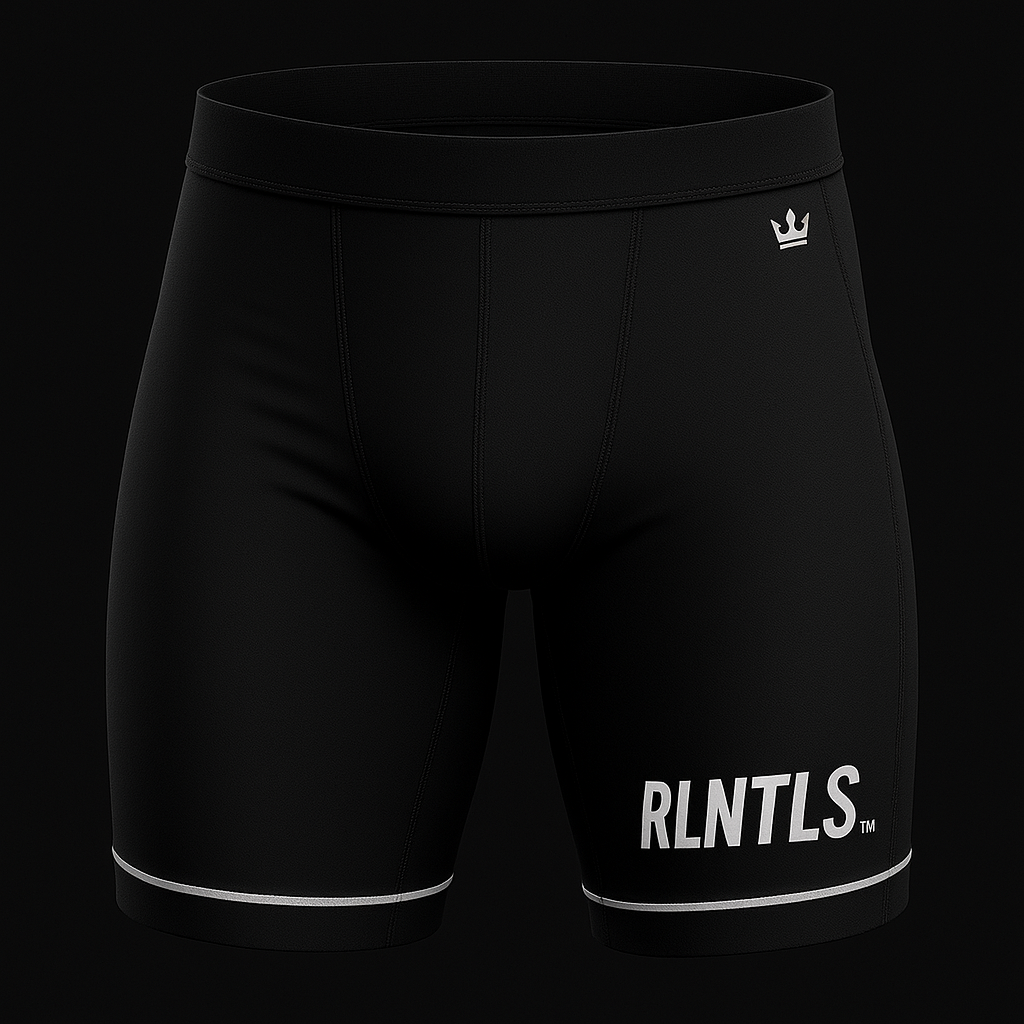 Black compression short with reflective hem stripe