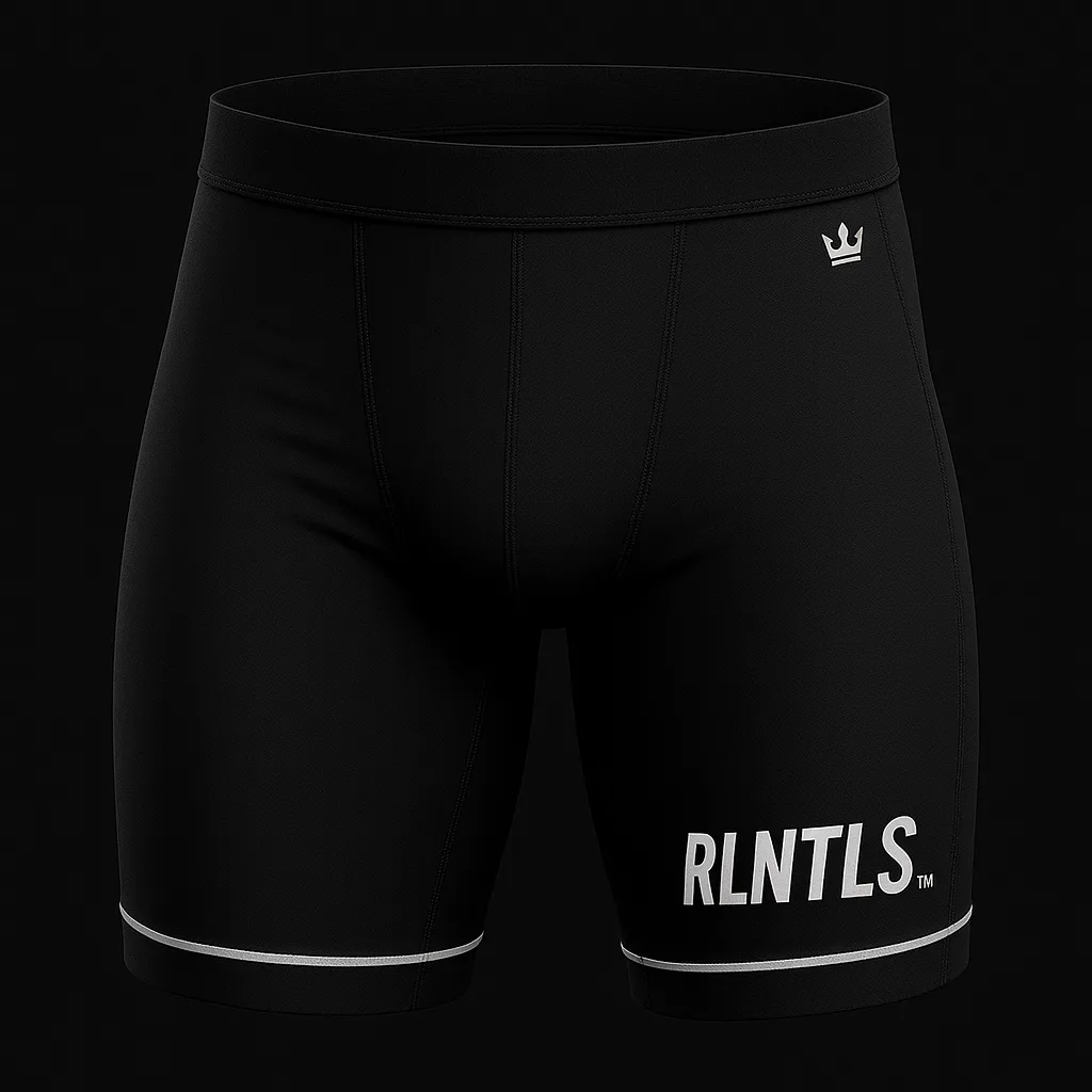 Black compression short with reflective hem stripe